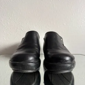 TOMMY HILFIGER Vintage 90s Y2K Black Leather Chunky Platform Slip On Clog Mules thumbnail 7