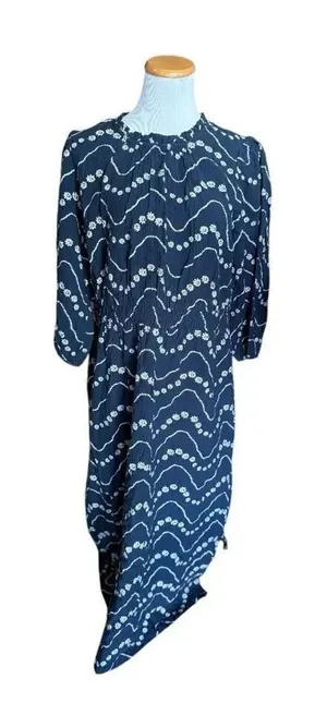 Womens Mark & Spencer M&S Navy Blue Floral Print High Neck Maxi Dress - Sz 15 thumbnail 1