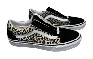 Vans Old Skool Animal Print Zebra Leopard Mix Casual Sneakers Women Size‎ 7 thumbnail 1