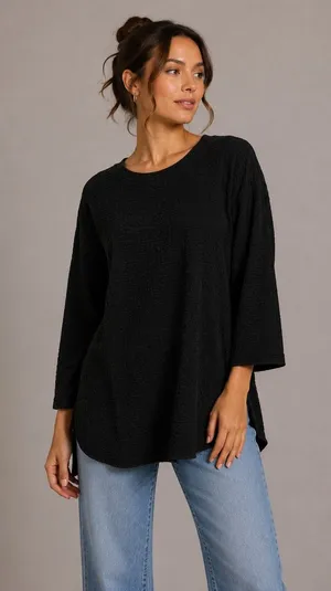 Zara Black Long Sleeve Top Medium Minimalist Workwear Casual Layer Streetwear thumbnail 1