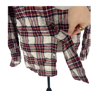 Jenni Kayne‎ Sequoia Plaid Cotton Button Down Shirt Red Cream S thumbnail 11
