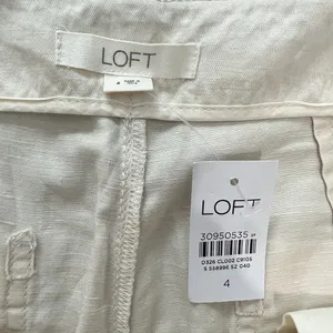 LOFT Pants Linen Cotton Blend Cropped Wide Leg Cream Seamed Women’s Size 4‎ NWT thumbnail 6