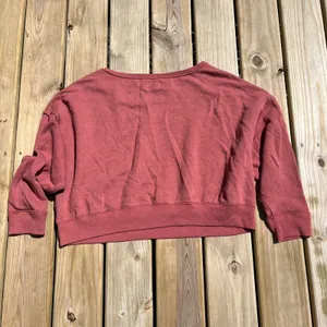American Eagle Sweatshirt Lightweight Crew Neck Cropped Terracotta Red Orange XL thumbnail 2
