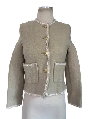 DUNST Beige Tweed Boucle Jacket in Small Womens Wool Jacket thumbnail 4