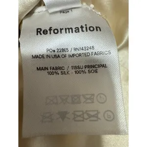 NEW Reformation Gold 100% Silk Sleeveless Cami Camisole Smocked Crop Tank Top 10 thumbnail 5