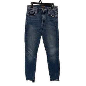 Mother Looker Ankle Chew Jeans Womens 25 Blue High Waisted Skinny Raw Hem Denim thumbnail 3