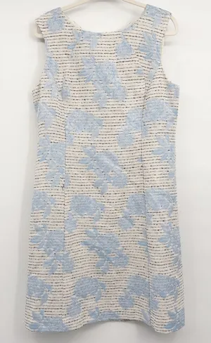 Ann Taylor Womens Blue Floral Jacquard Tweed Classic Career Sheath Dress Size 12 thumbnail 1