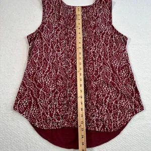 Dolan Anthropologie Tank Top Women's Large Wine Floral Solid Back Pleated Front thumbnail 5