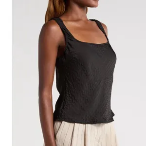 ASTR the Label Women's‎ Janesa Textured Satin Top, Black, Size Medium, NWT thumbnail 2