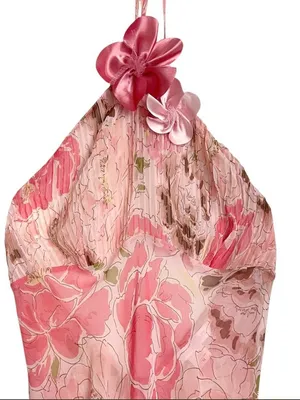 Victoria's Secret Vintage Pink Floral Halter High-Low Dress thumbnail 5
