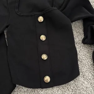Edition Express Black Long Sleeve Cropped Top with Gold Buttons thumbnail 12