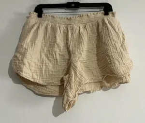 Aerie Cotton Gauze Pull On Shorts XL Beige Neutral Coastal Casual Summer Lounge thumbnail 1