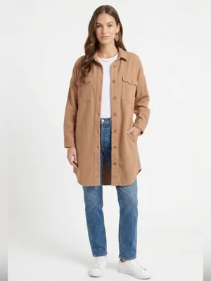 The Drop Spreadfashion Long Sleeve Twill Utility Shacket Dress thumbnail 8