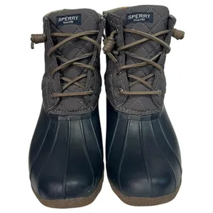 Sperry Saltwater Duck Boots Womens 9 Gray Navy Quilted Rubber Outdoor STS9327F thumbnail 7