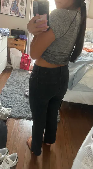 DAZE Shy Girl Black High-Waisted Distressed Cropped Flare Jeans thumbnail 5