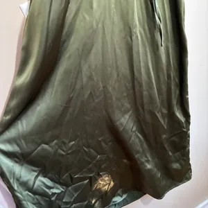 SHEIN Satin Halter Open Back Maxi Dress XS Olive Green Women Elegant V-Neck thumbnail 3