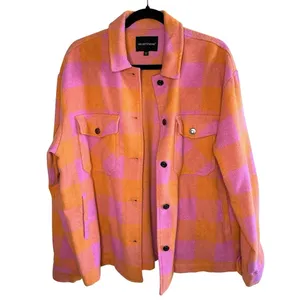 Velvet‎ Heart Sheryl Button Down Plaid Shacket Jacket Size M Pink Orange Flannel thumbnail 3