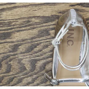 INC International Concepts Womens Valan Triple-Strapped Flats Silver Gray 7.5M thumbnail 7