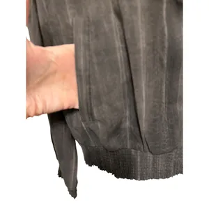 Mystree Gray Vertical Stripe Bomber‎ Jacket Lightweight Quarter Zip Women's L thumbnail 5