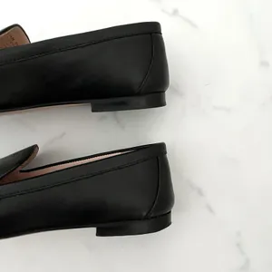 J.Crew Cecile Leather Smoking Slippers Loafers Black 7 Minimalist Classic Flats thumbnail 7