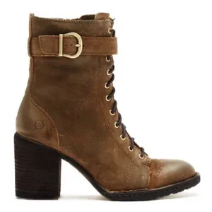 Born Cass Block Heel Lace Up Distressed Suede Ankle Combat Boots Rust Size 6 thumbnail 1