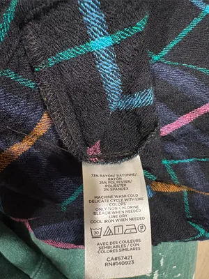 LOFT Black Navy Plaid Off-Shoulder Peplum Long-sleeve Blouse Size L thumbnail 6