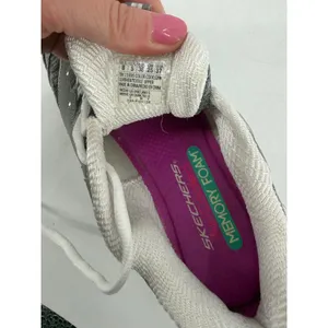 Skechers D'Lites Sneakers Womens 8 Gray White Memory Foam Walking Shoes Retro thumbnail 8