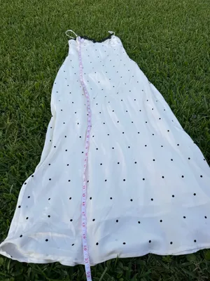 Lulus Majella Ivory Polka Dot Satin Lace Slip Midi Dress Size M thumbnail 6