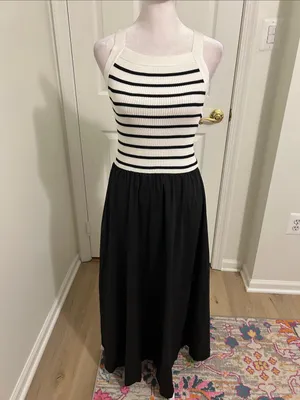 Tuckernuck Moon River Square Neck Sweater Knit Mix Media Midi Dress Size Small thumbnail 4