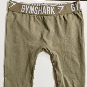 Gymshark Flex Leggings Womens‎ Medium Olive Green Seamless Logo Waistband Pants thumbnail 2