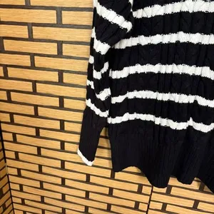 Philosophy Black And White Stripe Cable Knit Sweater Size Small thumbnail 4