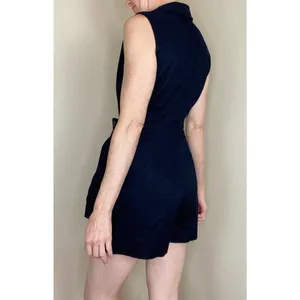 ZARA Dark Navy Blue Sailor Retro Sleeveless Romper thumbnail 4