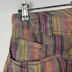 Free People Morning Rain Linen Striped‎ Cut Off Shorts 0 thumbnail 6