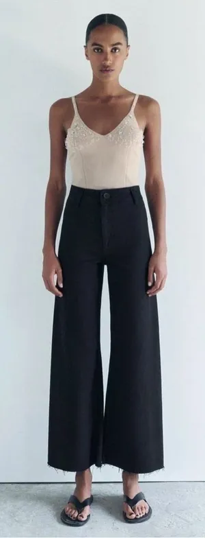 ZARA The Marine Straight Jeans in Black Size 6 thumbnail 1