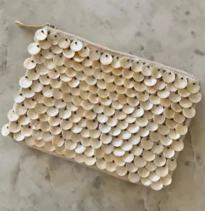 ASOS Luxe Ivory Morher of Pearl sea Shell Sequin Zipper Clutch bag thumbnail 1