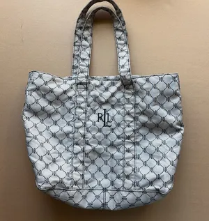 Vintage Ralph Lauren Jacquard Open Tote in Black/Silver Logo Embroidered thumbnail 1