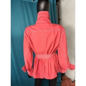 American Living Red Utility Jacket Belted Cotton XL White Stitching‎ Full Zip thumbnail 3