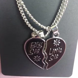 Pendant Gift Black Silver Big/Little Sis Charm Chain Necklace 10"in. thumbnail 5