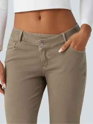 HALARA Wide-Leg Stretch Pants — YELLOW BEAN DENIM sz MEDIUM 8-10 thumbnail 4