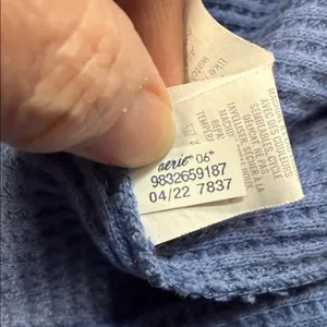 Aerie Blue High Waisted Cozy Waffle Knit Pull On High Waist Flare Pants Medium thumbnail 7