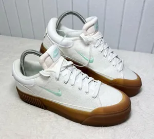 Nike Court Legacy Lift White Sneakers with Gum Soles and Mint Accents Size 8‎ thumbnail 1