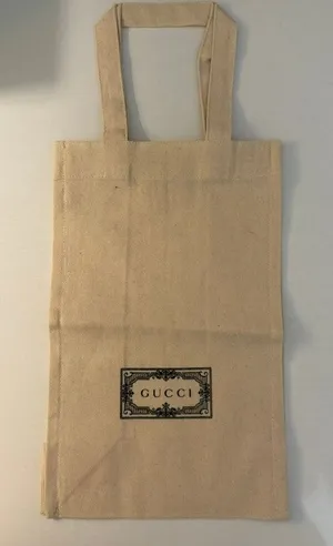 Gucci Tote Bag Womens Beige Logo Print Shopping Bag 11x7 Double Handles thumbnail 1