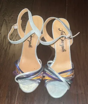 Free People Golden Hour Silver Wedge Sandals 36 / 6 thumbnail 1