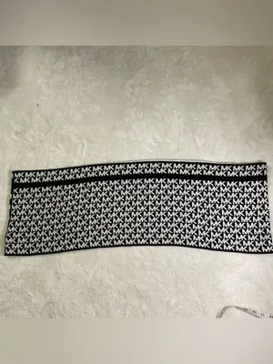 Michael Kors Black and White MK Logo Infinity Scarf thumbnail 5