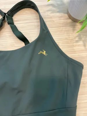 Tracksmith Allston Women's Dark Green High-Support Sports Adjustable Bra Large thumbnail 2