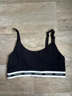 Momcozy Black Ribbed Nursing Bra Sz Large thumbnail 3