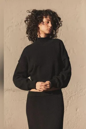 NWT FREE PEOPLE Hailee Sweater Skirt Set In Black SIze Small thumbnail 2