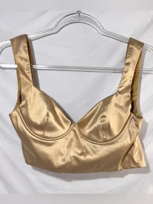 Gold Satin Bustier Corset Crop Top Y2K thumbnail 2