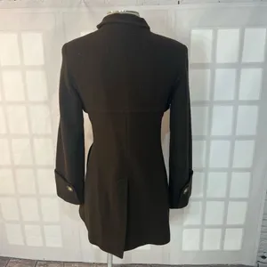 Michael Michael Kors Brown Double Breasted Wool Blend Lined Peacoat Size Medium thumbnail 6