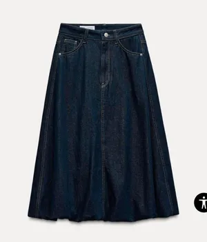 ZARA Bubble Dark Wash Jean skirt thumbnail 1